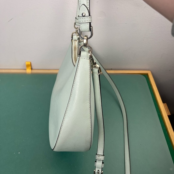 Kate Spade Staci Saffiano Leather Shoulder Bag Parchment Crystal Blue - Picture 11 of 16